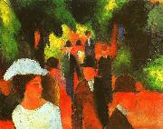 August Macke Promenade with Half Length of Girl in White oil painting